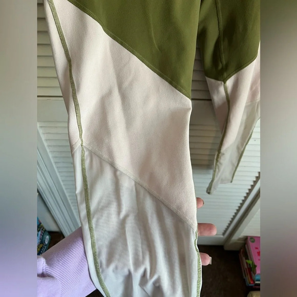 Fabletics GUC High-Waisted 7/8 Leggings Plus Size XXL Green Beige Mesh Pink - Picture 5 of 9